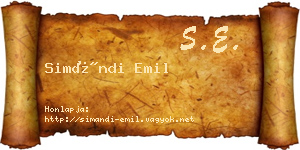 Simándi Emil névjegykártya